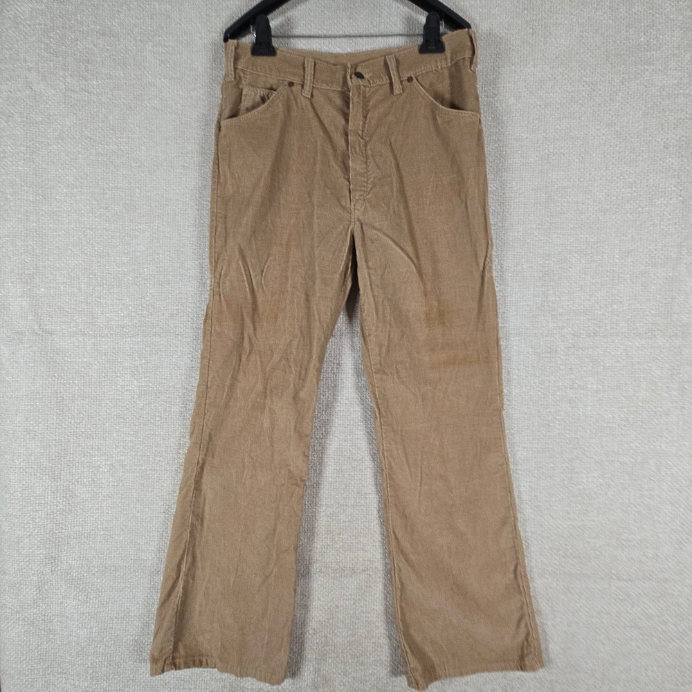 VTG 70s Big Yank Corduroy Pants Mens 34x30 Tan Union Made USA Talon 42 Workwear